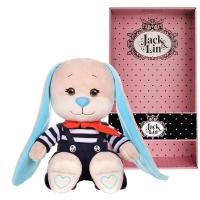 Мягкая Игрушка Jack&Lin, Зайчик в Полосатой Кофточке и Синих Штанишках, 25 см, в Коробке