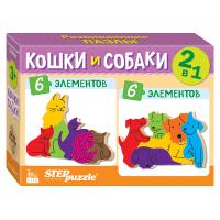 Мозаика 'puzzle' 2в1 из дерева 'Кошки и собаки'