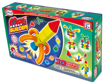 Магнитный конструктор СТРОИТЕЛЬ. Базовый 30 дет + Колесная база. Комплект на группу