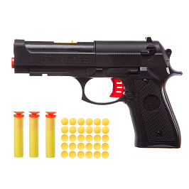 Пистолет с мягкими пульками 8 мм и патронами 2 в 1 Bondibon