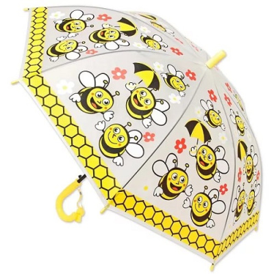 Зонт Пчелка 49 см прозрачный матовый длина 66 см
