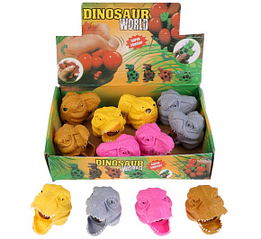 Игрушка пластизоль голова динозавра, цвет в ассорт. в дисплее уп-12шт в кор.24уп