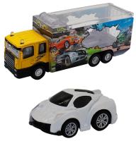 Набор грузовик + машинка die-cast  белая, спусковой механизм, 1:60 Funky toys FT61050