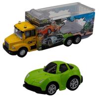 Набор грузовик + машинка die-cast  зеленая, спусковой механизм 1:60 Funky toys FT61055