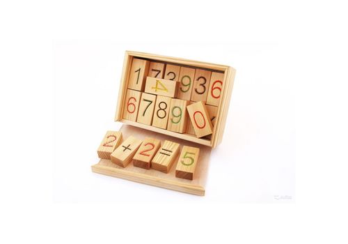 Набор деревянных блоков Арифметика с цифрами в деревянном ящике