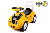 Автомобиль для прогулок жёлтый с музыкальным рулём