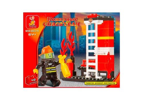 Конструктор Sluban Пожарные спасатели: учебные маневры 40 деталей в наборе фигурка спасателя