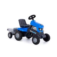 Каталка-трактор с педалями 'Turbo' (синяя) с полуприцепом
