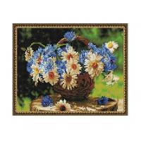 Картина мозаикой с нанесенной рамкой (40х50) РОМАШКОВОЕ ЛЕТО (30 цветов)