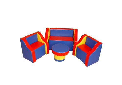 Детская игровая мебель Маруся разбор - кресло 50*36*50–2шт, диван 80*36*50-1шт, столик D40*30–1шт