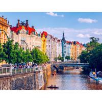 Холст с красками по номерам 22х30 см. (14 цв.) Завораживающий вид на Канал в Праге