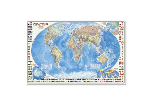 Настенная карта Мир политический с флагами М1:24 124*80