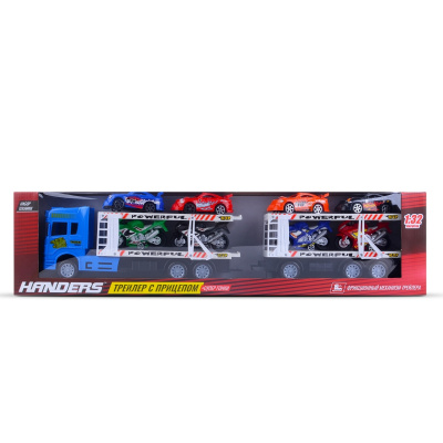 Трейлер с прицепом Handers Супер гонки 4 квадроцикла 4 машины фрикц. трейлер 58см 1:32