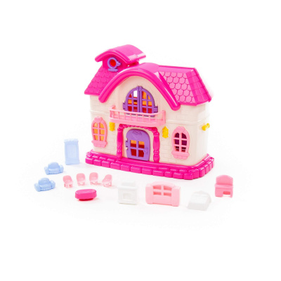 Кукольный домик Сказка с набором мебели (12 элементов) (в пакете)