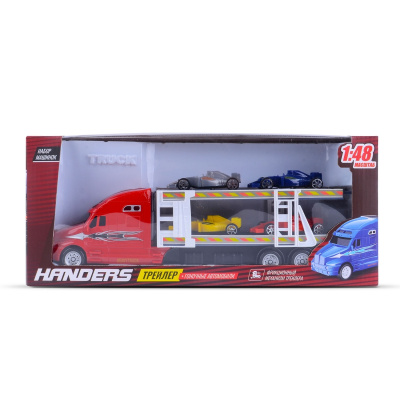 Трейлер Handers Гоночные болиды 4 машины фрикц. трейлер 31,5см 1:48