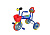 Велосипед 3-хколесный без ручки, c клаксоном, пласт. сиденье, металл колеса, димаметр 10` и 8` синий