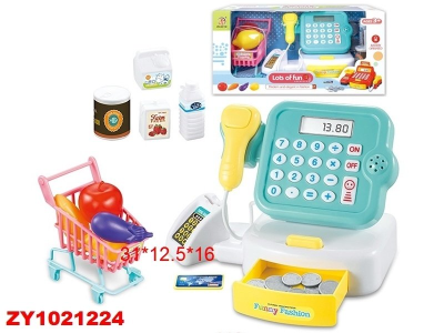 Набор 'Супермаркет' на бат. в комплекте: корзинка с продуктами, сканер, калькулятор, LCD дисплей, микрофон, касса с деньгами, свет. эффекты, в/к 31*12,5*16 см.