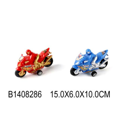 МОТОЦИКЛ ИНЕРЦ. С ГОНЩИКОМ, ЦВЕТ В АССОРТ В ПАК. 17*6СМ
