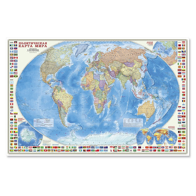 Настенная карта Мир политический с флагами М1:24 124*80