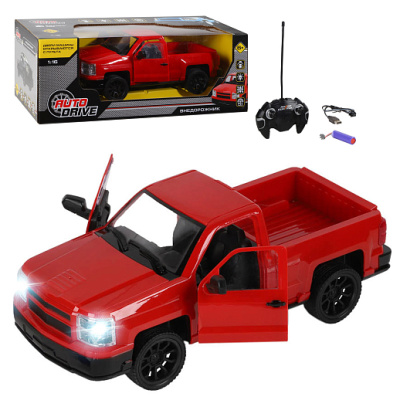 AUTODRIVE Р/У Пикап 1:16, 5 кан., откр.двери, свет. эфф., зар. устр., красный, в/к 39*17*15, ,