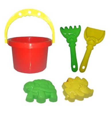 НАБОР № 15 ведро 1 л + лопатка 13 см + грабли 13 см + 2 формочки