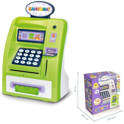 Банкомат Levatoys 3005RUGYSWF Зеленый с русским озвучиванием на бат., с аксесс. в кор. Новый ОПТ