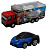 Набор грузовик + машинка die-cast синяя, спусковой механизм, 1:60 Funky toys FT61051