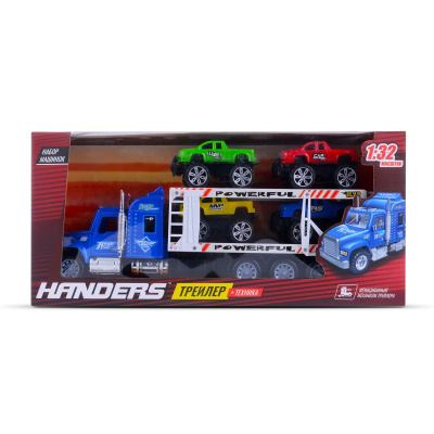 Трейлер Handers Бигфуты 4 машины фрикц. трейлер 38см 1:32
