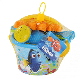 Набор Disney Pixar В поисках Немо №8 ведро среднее с наклейкой лопатка грабли краб №2+ракушка №2 лей