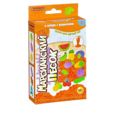 Набор BONDIBON Марсианский песок 150г оранжевый 3 формочки фруктов