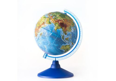 Глобус Земли физико-политический 250мм Рельефный  с подсветкой Классик Евро
